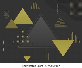 Vector abstract geometric banner with gold shapes.