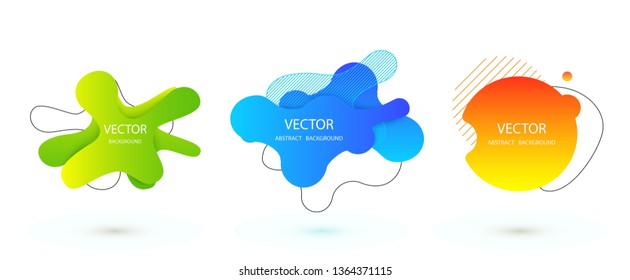 Vector abstract geometric banner set. Trendy liquid round forms. Modern vector template with gradient foг you design. Vector illustrations.