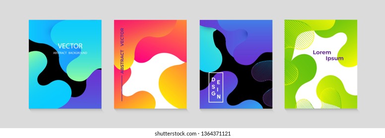 Vector abstract geometric banner set. Trendy liquid round forms. Modern vector template with gradient foг you design. Vector illustrations.