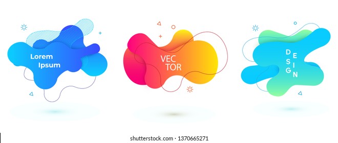 Vector abstract geometric banner set. Trendy liquid round forms. Modern vector template with gradient foг you design. Vector illustrations.