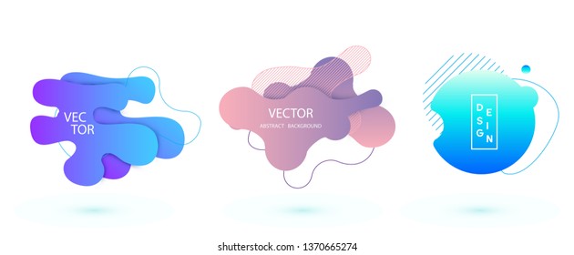 Vector abstract geometric banner set. Trendy liquid round forms. Modern vector template with gradient foг you design. Vector illustrations.