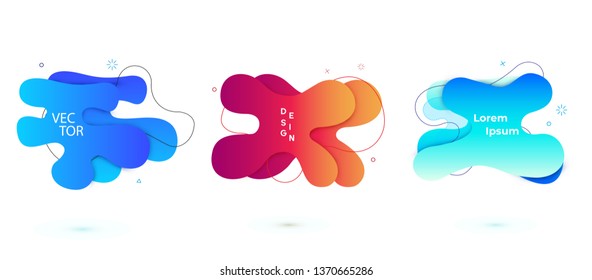 Vector abstract geometric banner set. Trendy liquid round forms. Modern vector template with gradient foг you design. Vector illustrations.