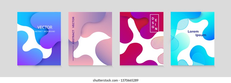Vector abstract geometric banner set. Trendy liquid round forms. Modern vector template with gradient foг you design. Vector illustrations.
