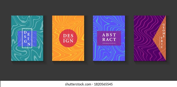 Vector abstract geometric banner set. Trendy liquid marble texture. Modern vector template. Vector illustrations.