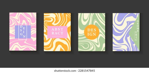 Vector abstract geometric banner set. Trendy liquid marble texture. Modern vector template. Vector illustrations.
