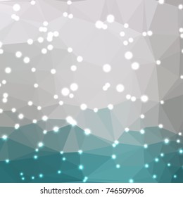 Vector abstract geometric blue and grey neutral background - triangles with lights in corners. Low poly square format pattern.