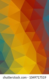 Vector abstract geometric bright red and yellow background consisting of triangles. Low poly pattern, vertical format.