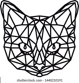 Vector Abstract geometric cat's head. Linear polygon animal feline.