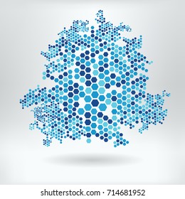 Vector Abstract Geometric Cellular Background. Trendy Hi-Tech Honeycomb Polygonal Mosaic Template Pattern. 
