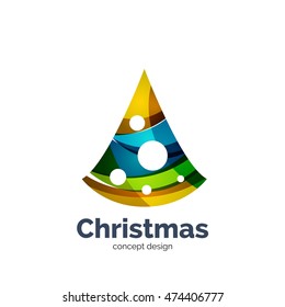Vector abstract geometric Christmas tree icon. Vector New Year concept created with waves