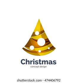 Vector abstract geometric Christmas tree icon. Vector New Year concept created with waves