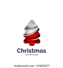Vector abstract geometric Christmas tree icon. Vector New Year concept created with waves