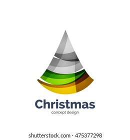 Vector abstract geometric Christmas tree icon. Vector New Year concept created with waves