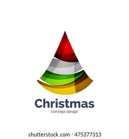 Vector abstract geometric Christmas tree icon. Vector New Year concept created with waves