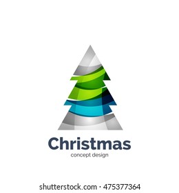 Vector abstract geometric Christmas tree icon. Vector New Year concept created with waves