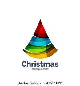 Vector abstract geometric Christmas tree icon. Vector New Year concept created with waves