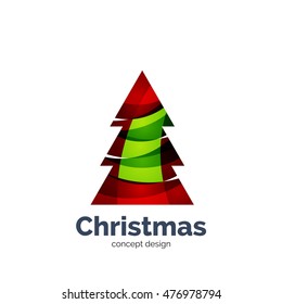 Vector abstract geometric Christmas tree icon. Vector New Year concept created with waves