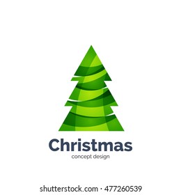 Vector abstract geometric Christmas tree icon. Vector New Year concept created with waves