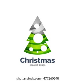 Vector abstract geometric Christmas tree icon. Vector New Year concept created with waves