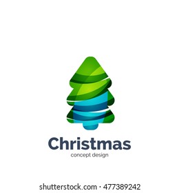 Vector abstract geometric Christmas tree icon. Vector New Year concept created with waves