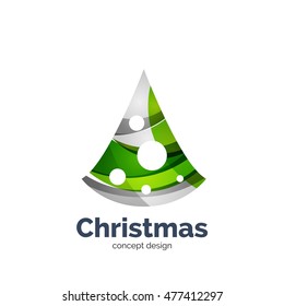 Vector abstract geometric Christmas tree icon. Vector New Year concept created with waves