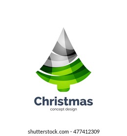 Vector abstract geometric Christmas tree icon. Vector New Year concept created with waves