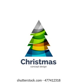 Vector abstract geometric Christmas tree icon. Vector New Year concept created with waves