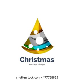 Vector abstract geometric Christmas tree icon. Vector New Year concept created with waves