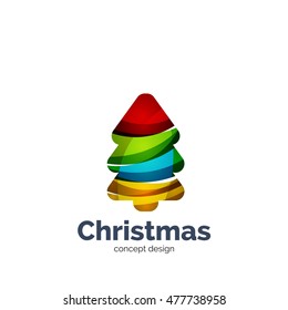 Vector abstract geometric Christmas tree icon. Vector New Year concept created with waves
