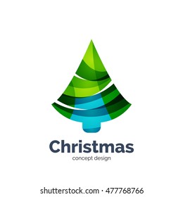 Vector abstract geometric Christmas tree icon. Vector New Year concept created with waves