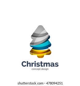 Vector abstract geometric Christmas tree icon. Vector New Year concept created with waves
