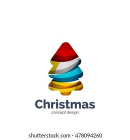 Vector abstract geometric Christmas tree icon. Vector New Year concept created with waves