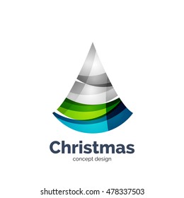 Vector abstract geometric Christmas tree icon. Vector New Year concept created with waves