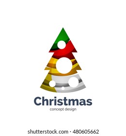 Vector abstract geometric Christmas tree icon. Vector New Year concept created with waves