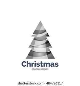 Vector abstract geometric Christmas tree icon. Vector New Year concept created with waves