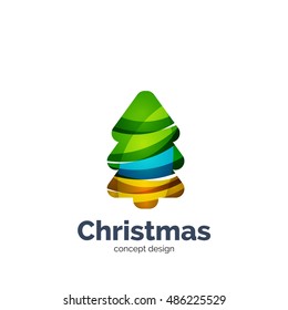 Vector abstract geometric Christmas tree icon. Vector New Year concept created with waves