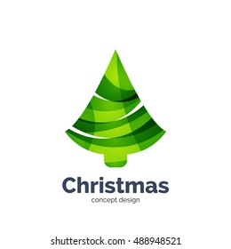 Vector abstract geometric Christmas tree icon. Vector New Year concept created with waves