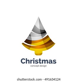 Vector abstract geometric Christmas tree icon. Vector New Year concept created with waves