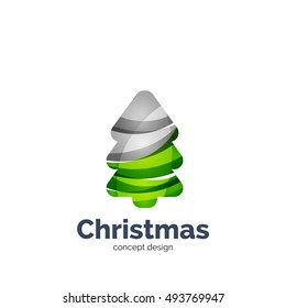 Vector abstract geometric Christmas tree icon. Vector New Year concept created with waves