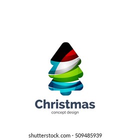 Icono de árbol de Navidad geométrico abstracto vectorial. Concepto de Año Nuevo vector creado con ondas