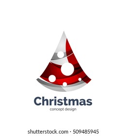 Vector abstract geometric Christmas tree icon. Vector New Year concept created with waves