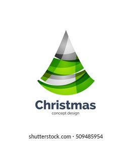 Vector abstract geometric Christmas tree icon. Vector New Year concept created with waves