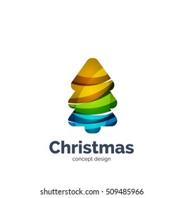 Vector abstract geometric Christmas tree icon. Vector New Year concept created with waves