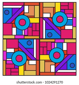 Vector abstract geometric colorful background. Memphis, indian, Brazilian and Mexican pattern.