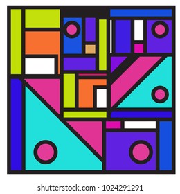Vector abstract geometric colorful background. Memphis, indian, Brazilian and Mexican pattern.