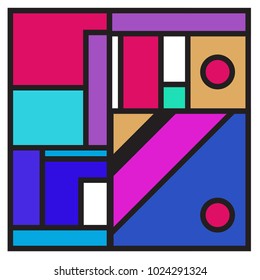 Vector abstract geometric colorful background. Memphis, indian, Brazilian and Mexican pattern.