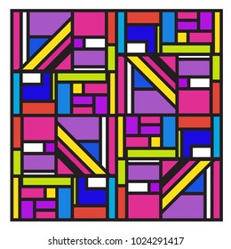 Vector abstract geometric colorful background. Memphis, indian, Brazilian and Mexican pattern.