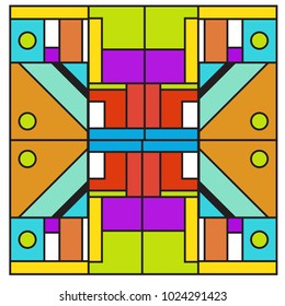 Vector abstract geometric colorful background. Memphis, indian, Brazilian and Mexican pattern.