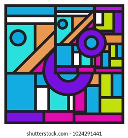 Vector abstract geometric colorful background. Memphis, indian, Brazilian and Mexican pattern.