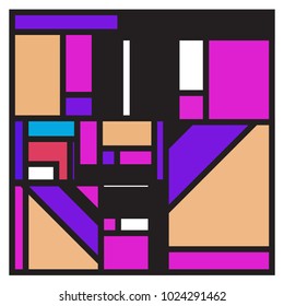 Vector abstract geometric colorful background. Memphis, indian, Brazilian and Mexican pattern.